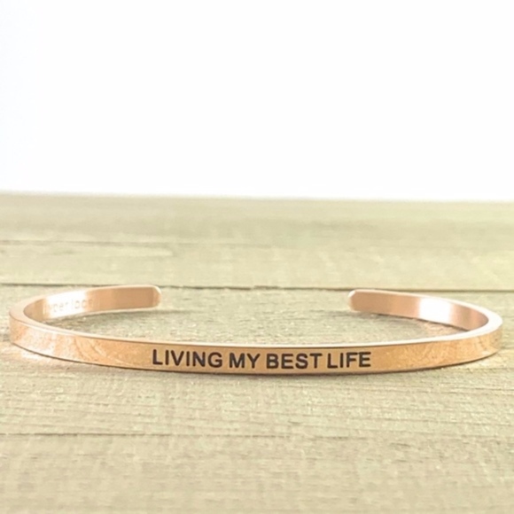 Accessories - NEW Living My Best Life Rose Gold Steel Bracelet